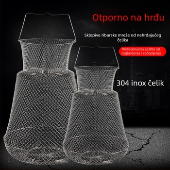 Sklopiva korpa od nehrđajućeg čelika 304 za ribu i škamp, prijenosna