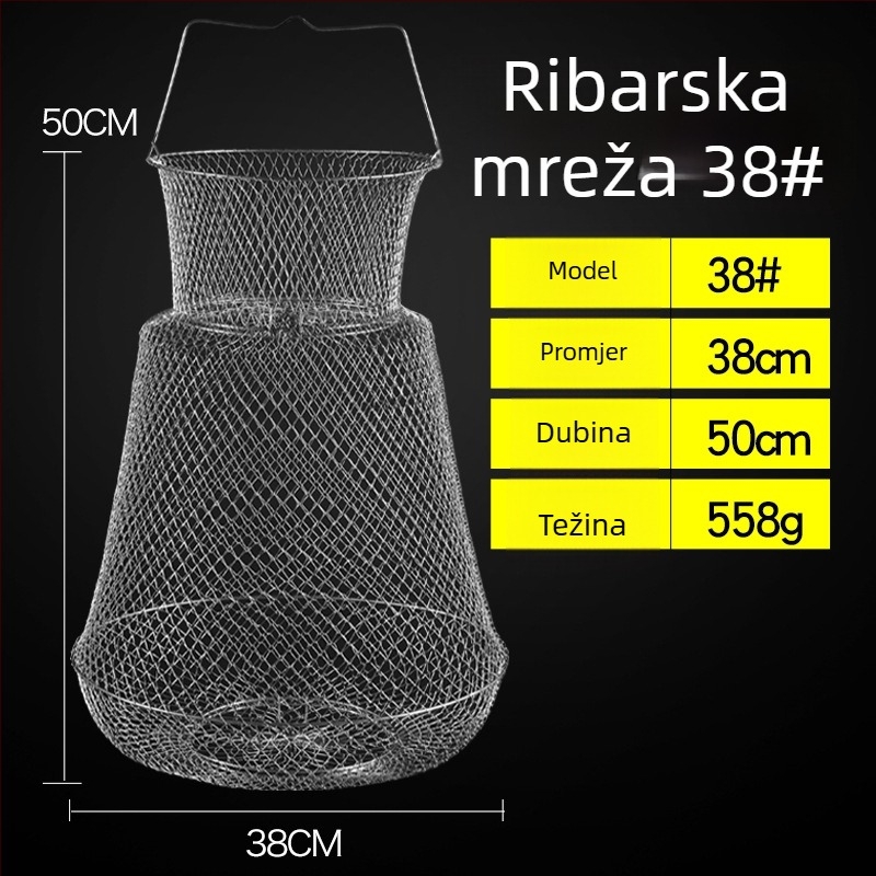 Sklopiva korpa od nehrđajućeg čelika 304 za ribu i škamp, prijenosna