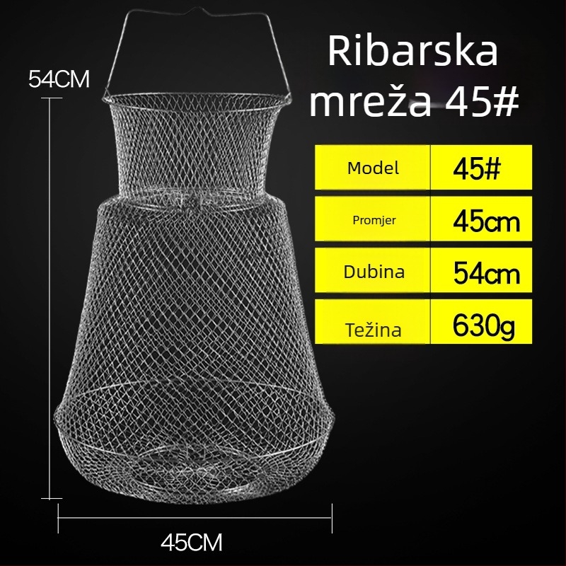 Sklopiva korpa od nehrđajućeg čelika 304 za ribu i škamp, prijenosna