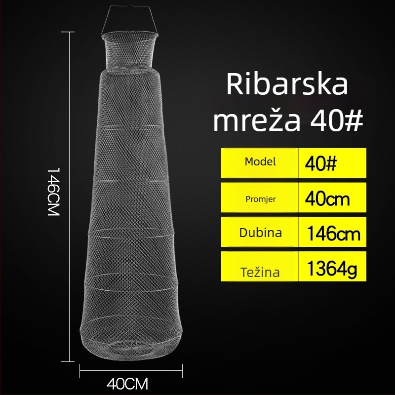 Sklopiva korpa od nehrđajućeg čelika 304 za ribu i škamp, prijenosna