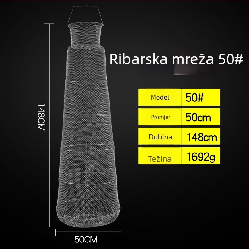 Sklopiva korpa od nehrđajućeg čelika 304 za ribu i škamp, prijenosna