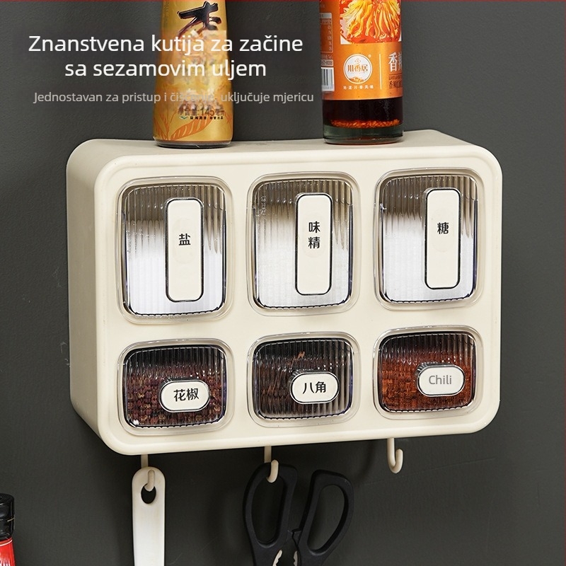 Plastična kutija za začine s ladicama, dvostruka etaža, s poklopcem