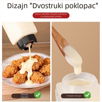 Plastična boca za istiskivanje s dvostrukom glavom, kuhinjske umake i dresinge – moderni minimalistički dizajn