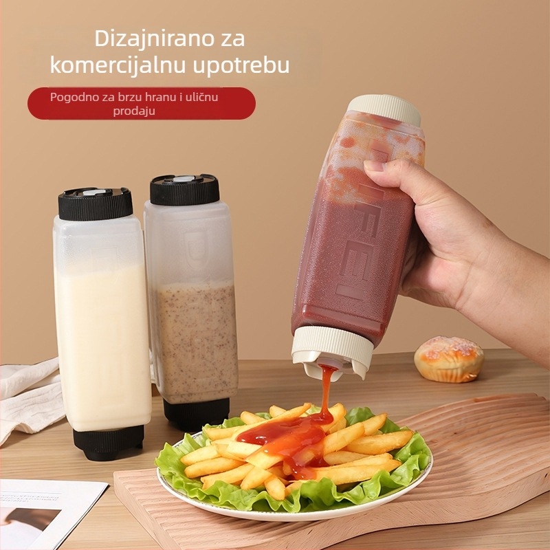 Plastična boca za istiskivanje s dvostrukom glavom, kuhinjske umake i dresinge – moderni minimalistički dizajn