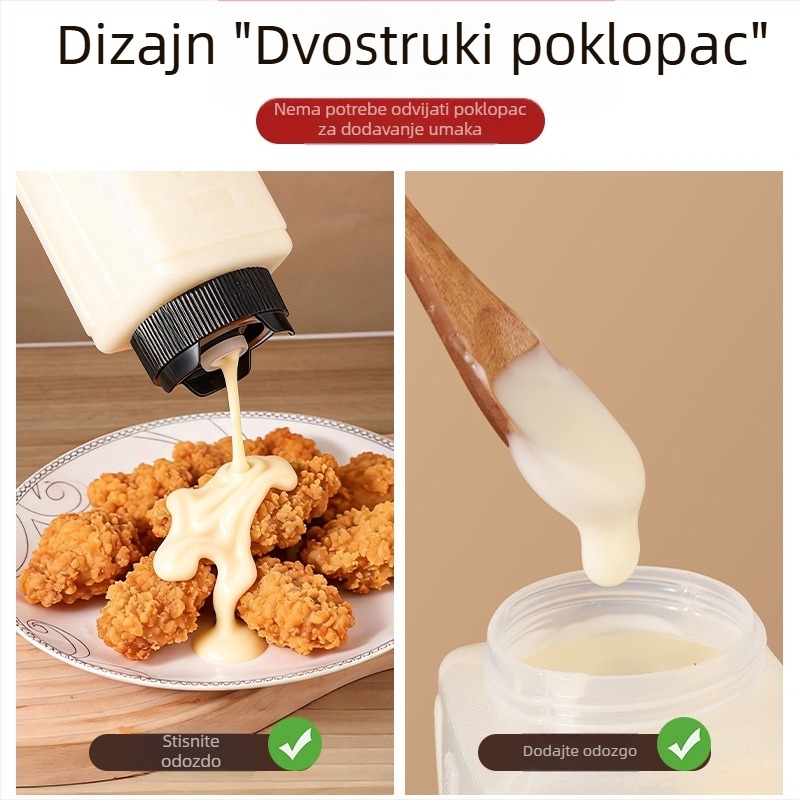 Plastična boca za istiskivanje s dvostrukom glavom, kuhinjske umake i dresinge – moderni minimalistički dizajn