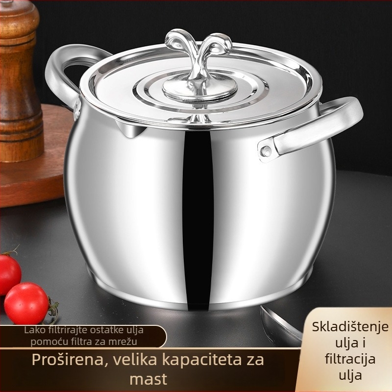 Spremnik za ulje od nehrđajućeg čelika sa poklopcem, kuhinjski spremnik za ulje, otporan na visoke temperature