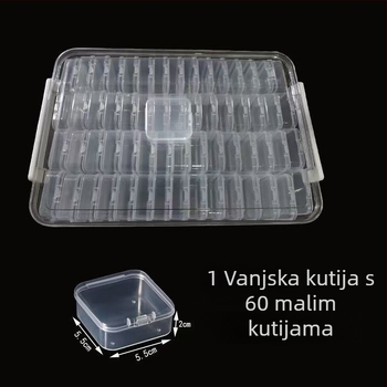 Kutija za pohranu nakita s poklopcem, PET+PP plastika, kapacitet 1 L, set od 24 komada
