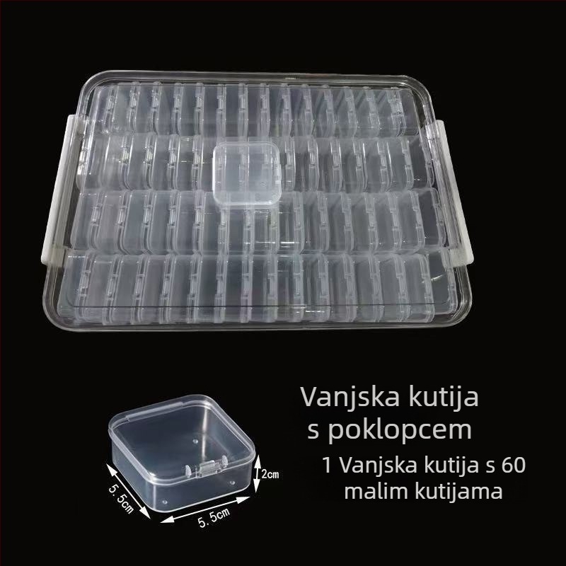 Kutija za pohranu nakita s poklopcem, PET+PP plastika, kapacitet 1 L, set od 24 komada