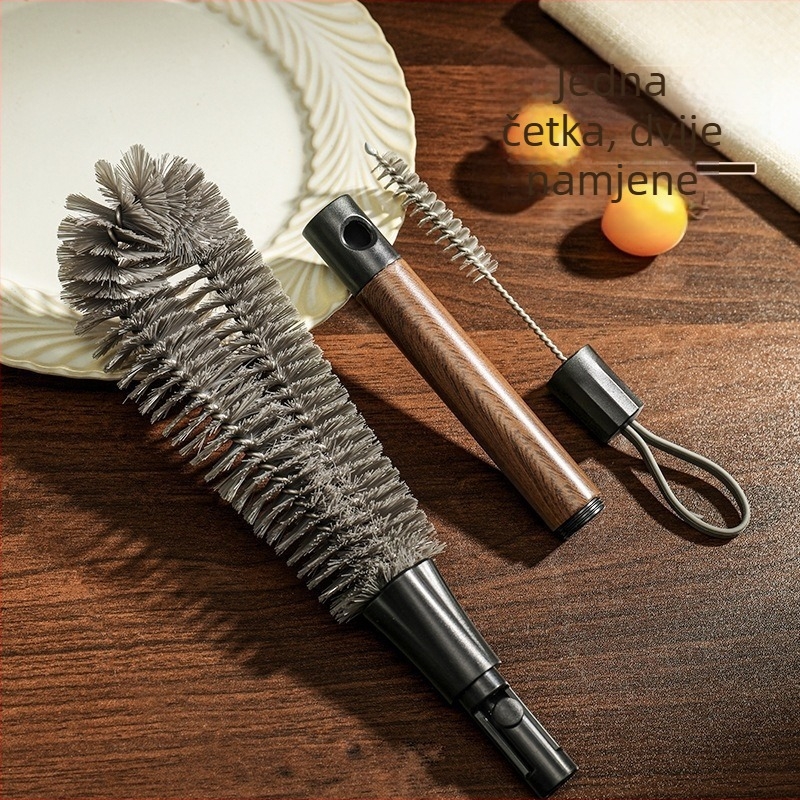 Četka za čišćenje čaša i boca s mekanim čekinjama, višefunkcionalna, savitljiva, s dugim držalom