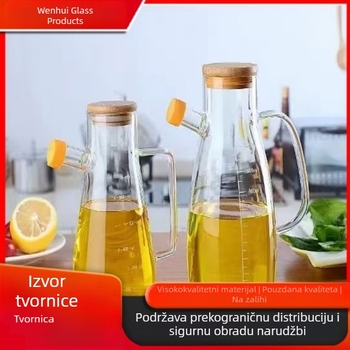 Kućna staklena boca za ulje, otporna na visoke temperature, velika zapremina, s mjerom za sojin umak, ocat i začine