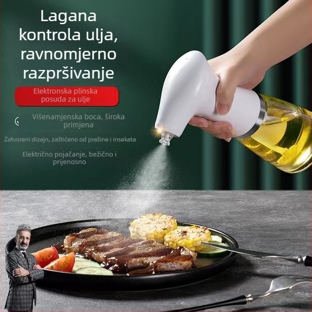 Električna boca za raspršivanje ulja u kuhinji — ABS+PET, atomizator za roštilj, boca ulja i octa, pritisni raspršivanje