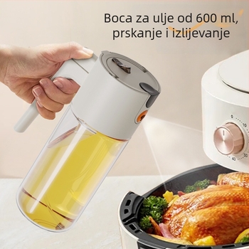 Staklena boca za ulje sa raspršivačem, kapom koja se otvara jednim potezom, protupoćni, kuhinjska posuda za ulje, automatsko otvaranje i raspršivanje, moderan jednostavan dizajn
