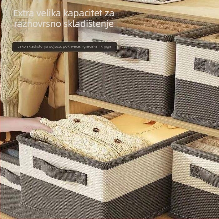Stolna kutija za pohranu od netkanog materijala, sklopiva, mogućnost slaganja, kapacitet 60 L, za odjeću