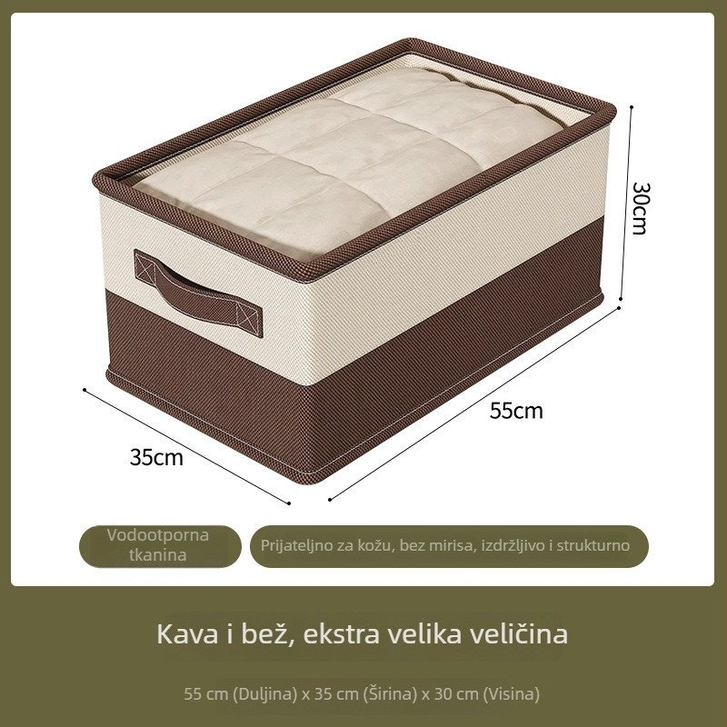 Stolna kutija za pohranu od netkanog materijala, sklopiva, mogućnost slaganja, kapacitet 60 L, za odjeću