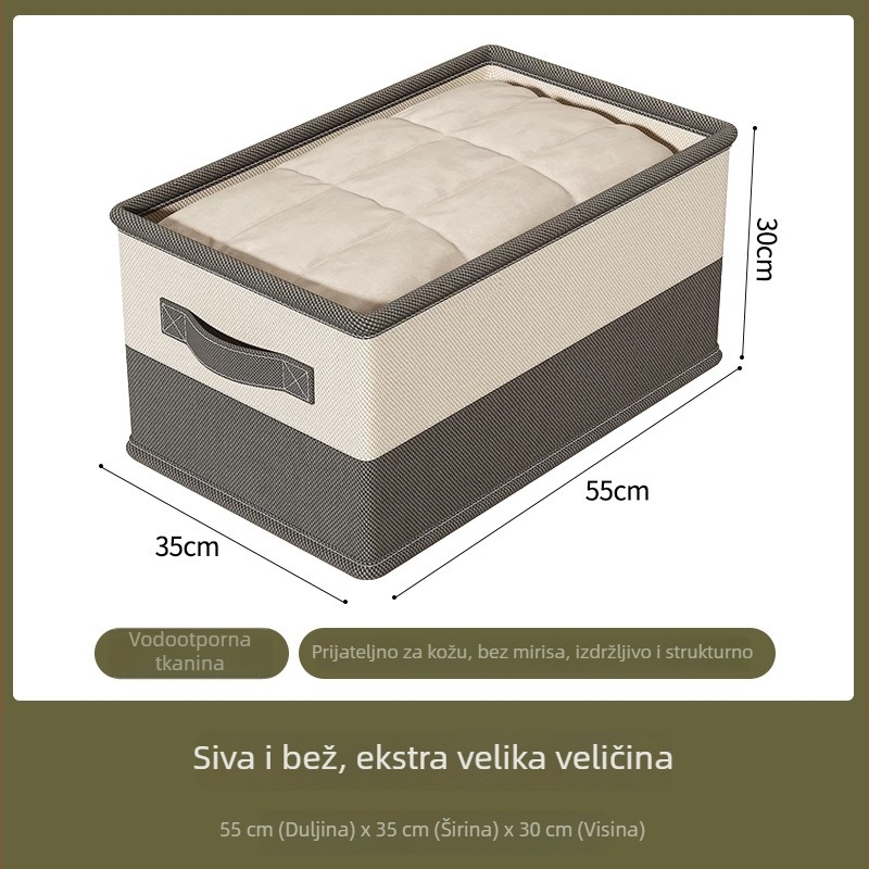 Stolna kutija za pohranu od netkanog materijala, sklopiva, mogućnost slaganja, kapacitet 60 L, za odjeću