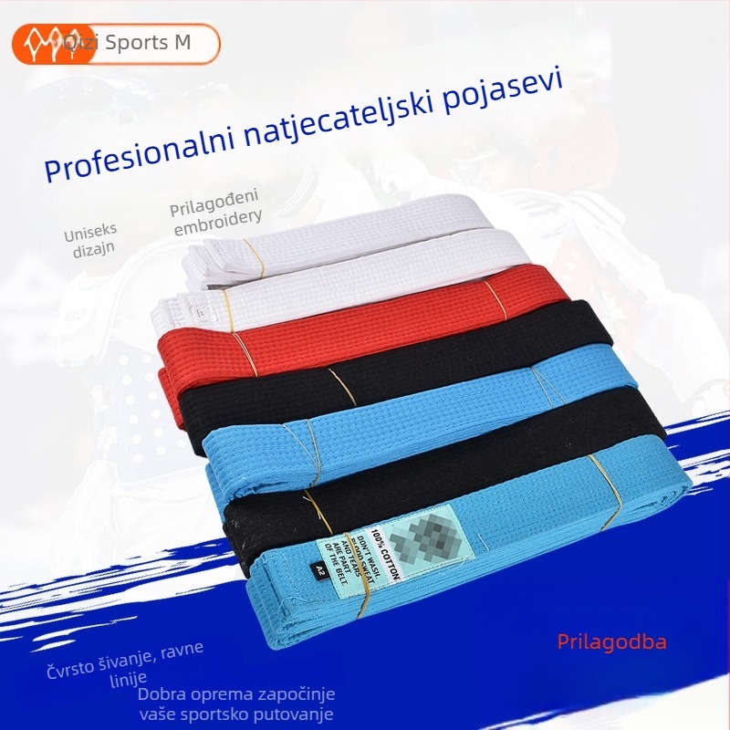 Pojas za natjecanje u Taekwondo/Judo, pamuk, uzorak pruge ili jednobojan, podstava od pamuka, za trening i borilačke vještine