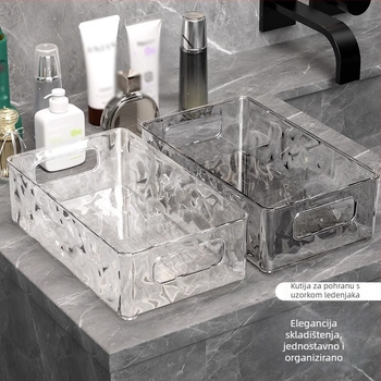 Prozirna PET kutija za pohranu s držalom, kapacitet 18 L, moderni minimalistički dizajn za kozmetiku i nakit