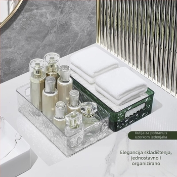 Prozirna PET kutija za pohranu s držalom, kapacitet 18 L, moderni minimalistički dizajn za kozmetiku i nakit