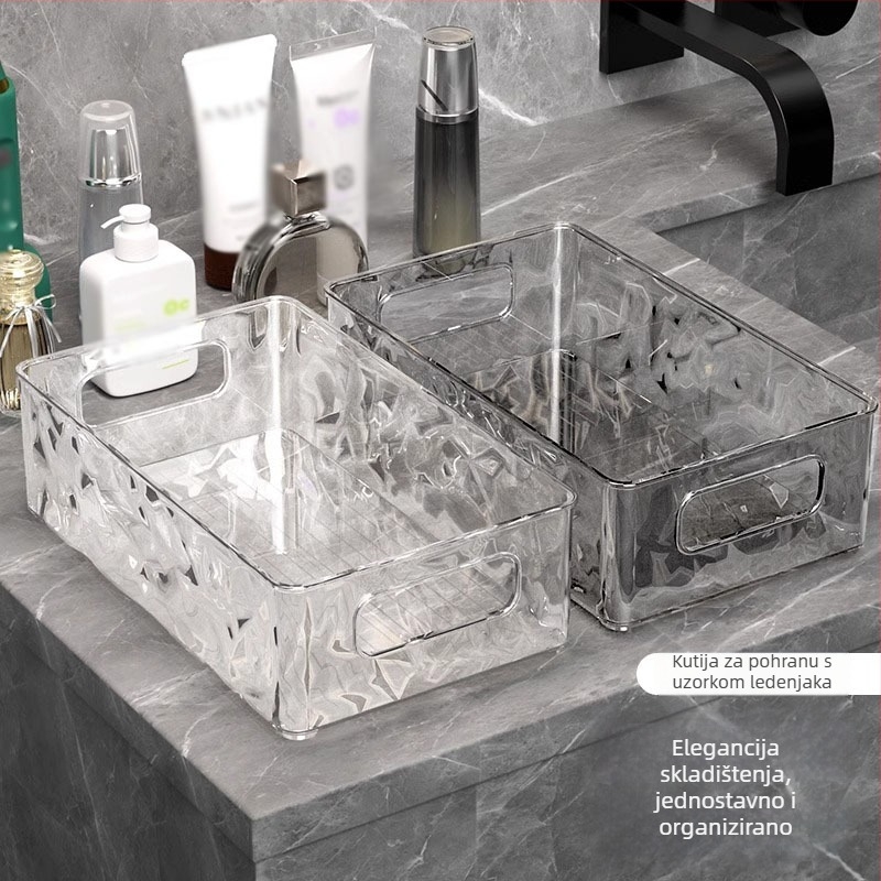 Prozirna PET kutija za pohranu s držalom, kapacitet 18 L, moderni minimalistički dizajn za kozmetiku i nakit