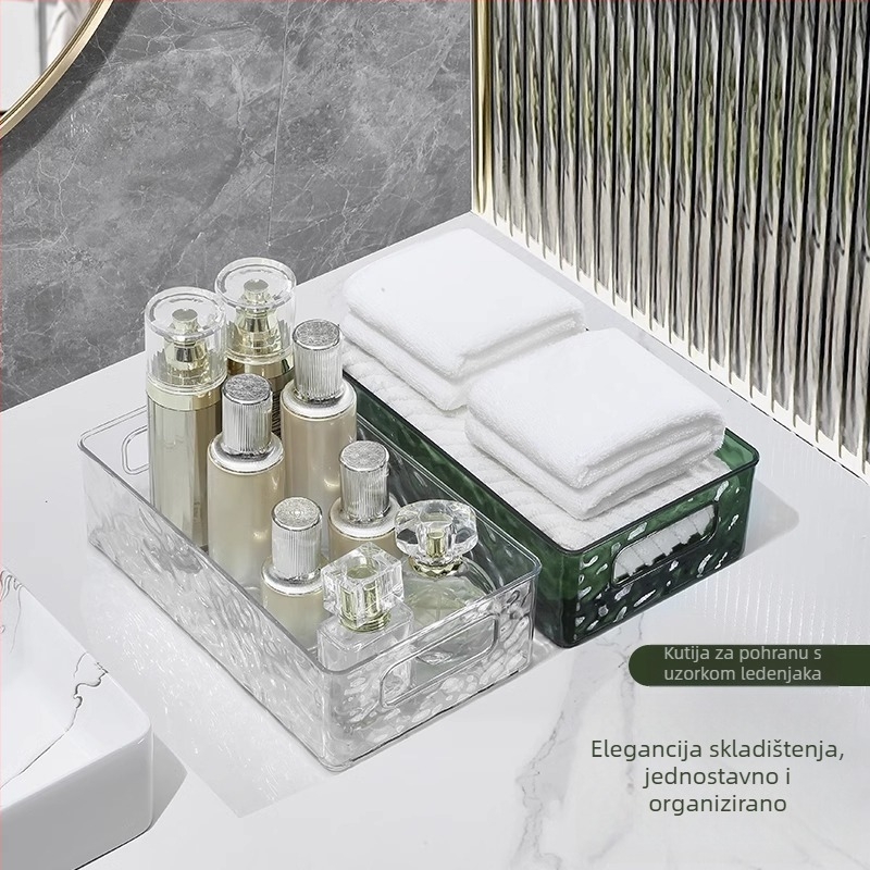 Prozirna PET kutija za pohranu s držalom, kapacitet 18 L, moderni minimalistički dizajn za kozmetiku i nakit