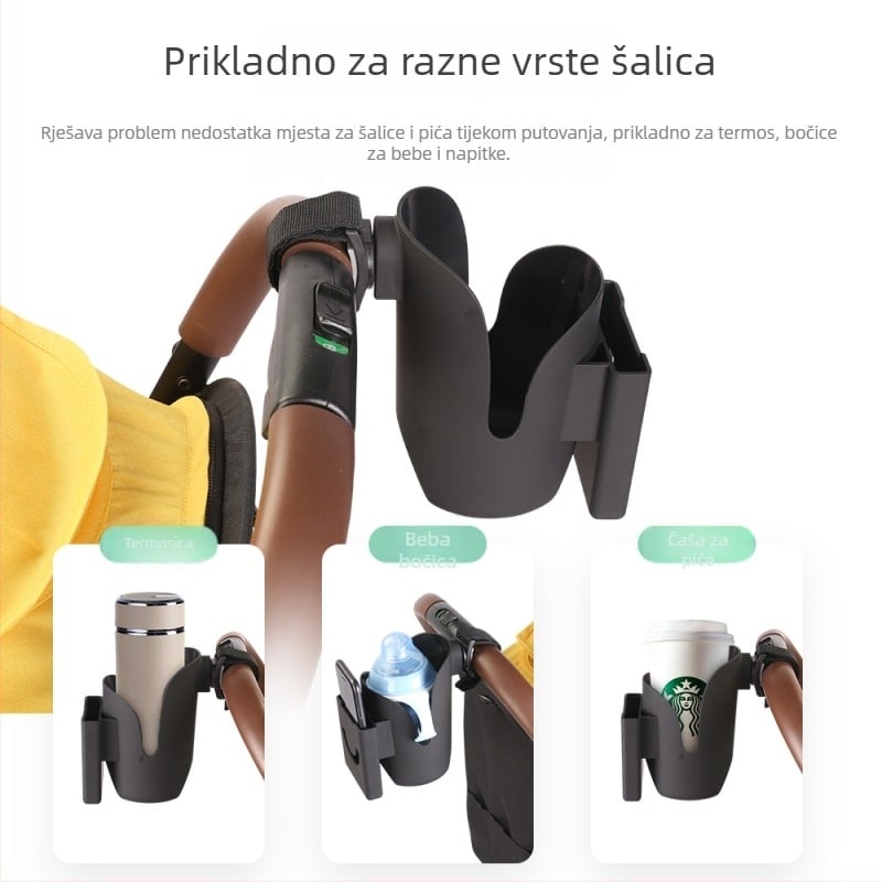 Držač čaše za dječja kolica — univerzalni višefunkcionalni organizator za bočice, čaše i telefon, ABS