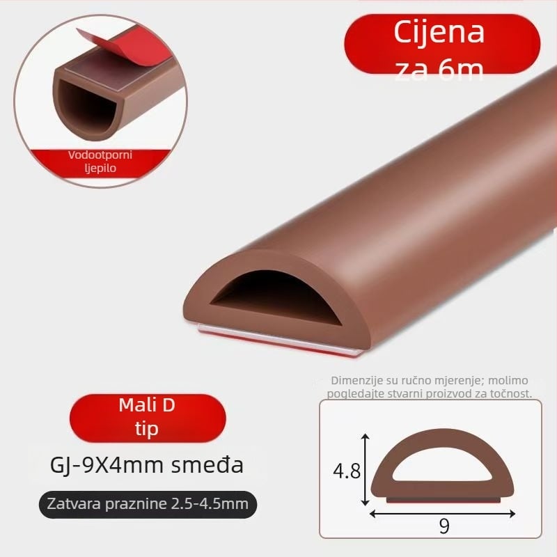 Silikonske brtve za vrata i prozore, samoljepljive, zvučna izolacija, otporne na habanje, tvrdoća 65, marka Qunwo