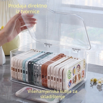 Kutija za pohranu s poklopcem u stilu ladice – otporna na prašinu, može se slagati, plastični organizator za kozmetiku