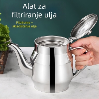 Spremnik za ulje od nehrđajućeg čelika s dizajnom protiv prolivanja, velikim kapacitetom, filtrnom mrežom i automatskim otvaranjem poklopca