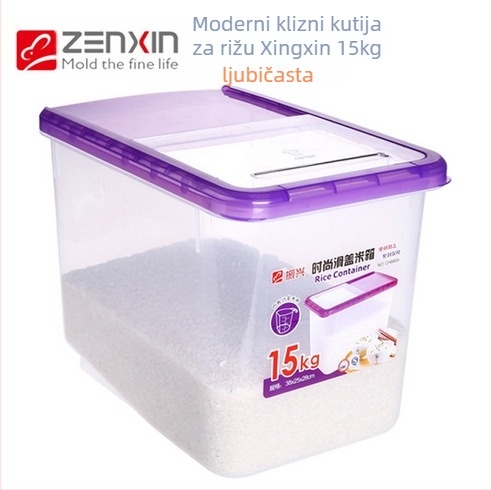 Kutija za skladištenje riže s kliznim poklopcem, PP plastika, 15 kg kapaciteta