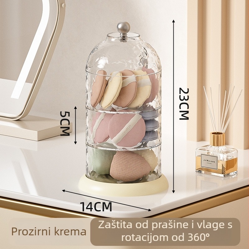 Premium rotirajući kozmetički spremnik za pohranu, 1 odjeljak, PET+ABS, RF251, otporan na prašinu