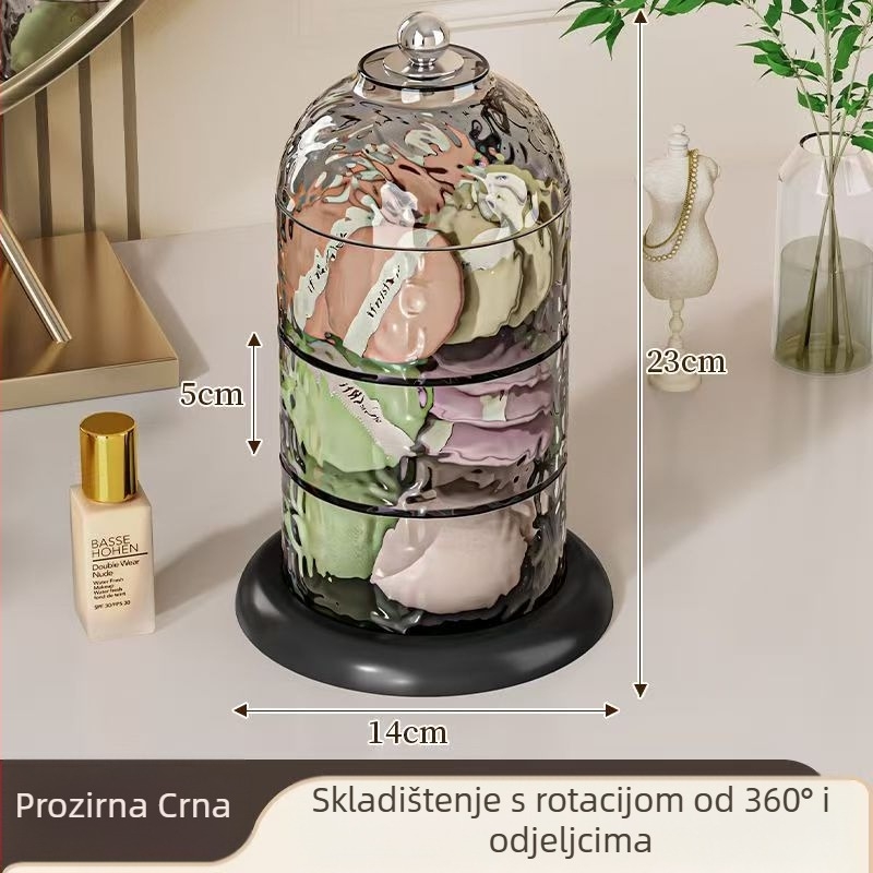 Premium rotirajući kozmetički spremnik za pohranu, 1 odjeljak, PET+ABS, RF251, otporan na prašinu