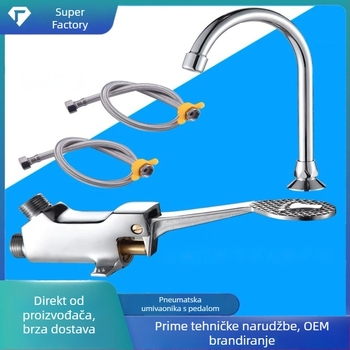 Nožno upravljani umivaonički faucet od bakra, za laboratorije; trenutačno ispiranje; tlak 1,2 MPa