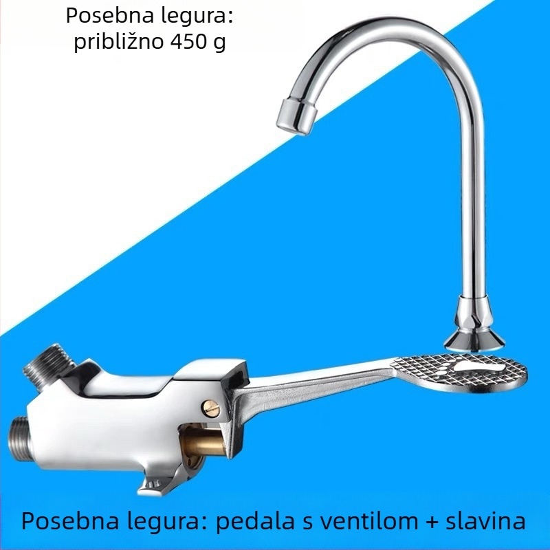 Nožno upravljani umivaonički faucet od bakra, za laboratorije; trenutačno ispiranje; tlak 1,2 MPa