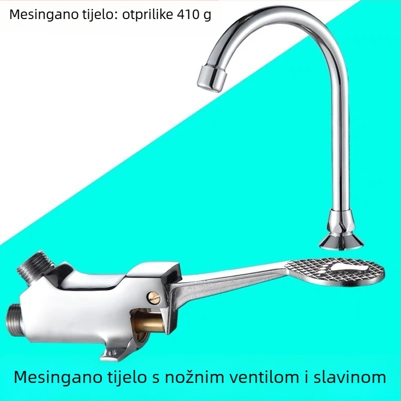 Nožno upravljani umivaonički faucet od bakra, za laboratorije; trenutačno ispiranje; tlak 1,2 MPa