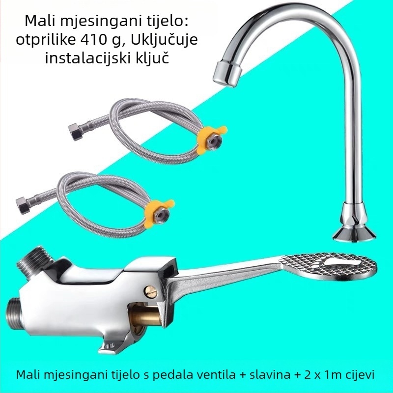 Nožno upravljani umivaonički faucet od bakra, za laboratorije; trenutačno ispiranje; tlak 1,2 MPa
