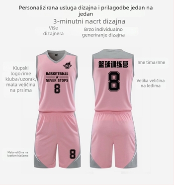 Košarkaški komplet za odrasle i djecu — trening dres bez rukava, prilagodljiv za natjecanja, mogućnost tiskanja brojeva