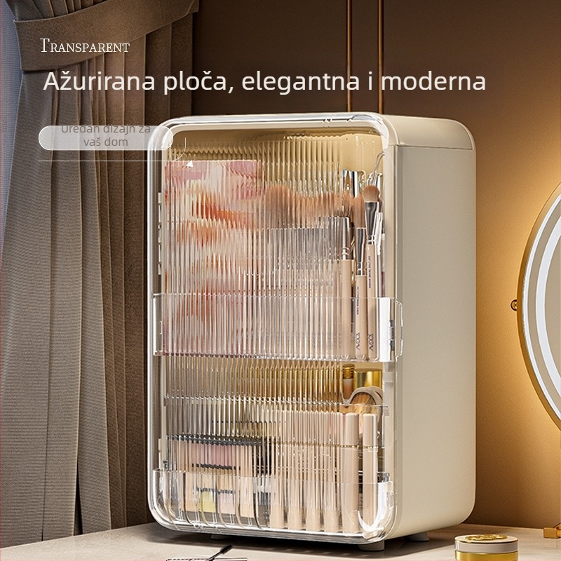 Kozmetička kutija u stilu laganog luksuza, prašinu otporan toaletni stol, stolni organizator s ladicama, kapacitet 3-5 L