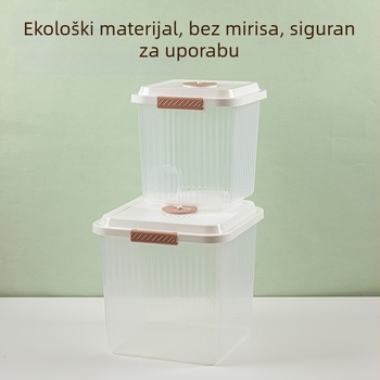 Kontejner za skladištenje riže s kotačićima, prehrambeni PP plast, zapečaćen, otporan na vlagu i insekte, proziran dizajn, kapacitet 10 L ili više