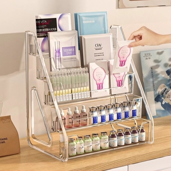 Stalak za prikaz maske za lice u obliku ljestvice, PET materijal, stolni dizajn, kapacitet 2 L, paket od 7 kom., japanski stil