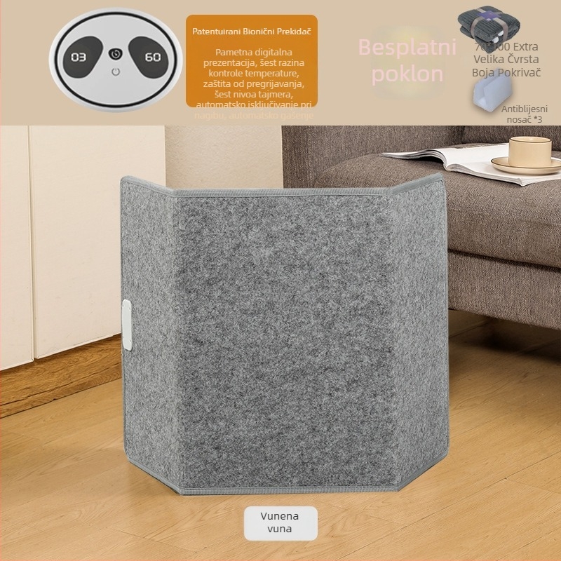 Grijač za stopala za ured s mrežnim napajanjem, mehaničko daljinsko upravljanje, univerzalna kompatibilnost