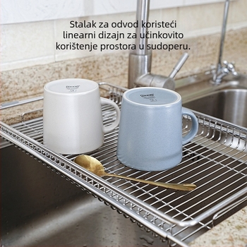 Proširivi stalak za suđe od nehrđajućeg čelika — moderni minimalistički kuhinjski organizator
