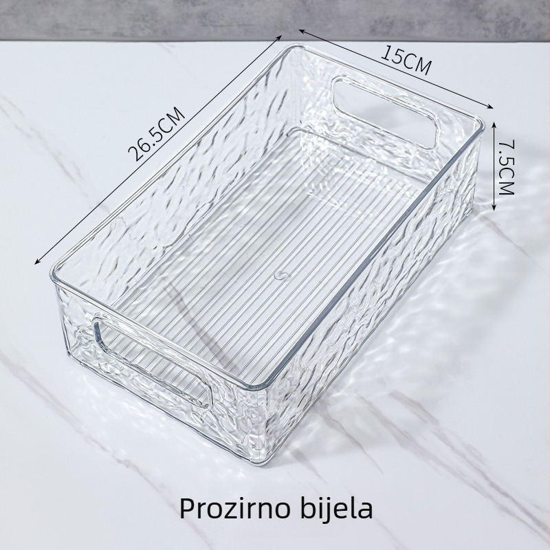 Svjetlucavo prozirna kutija za pohranu s ledenim uzorkom, pravokutna PET plastična kutija za stol, kapacitet 2 L, može se slagati, za kozmetiku i kućnu organizaciju