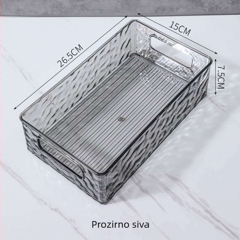 Svjetlucavo prozirna kutija za pohranu s ledenim uzorkom, pravokutna PET plastična kutija za stol, kapacitet 2 L, može se slagati, za kozmetiku i kućnu organizaciju