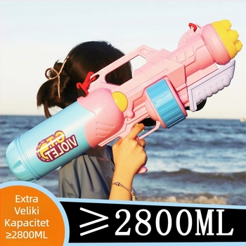 Vodni pištolj za djecu — plastični, kapacitet 2800 ml, PP pakiranje, pogodno za uzrast 7–14 godina
