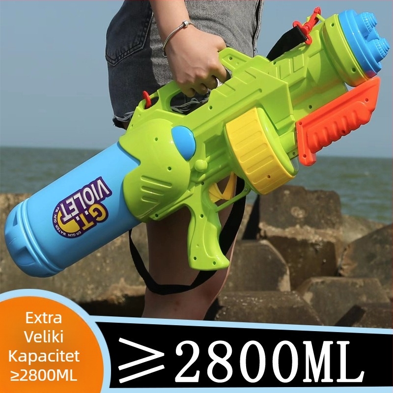 Vodni pištolj za djecu — plastični, kapacitet 2800 ml, PP pakiranje, pogodno za uzrast 7–14 godina