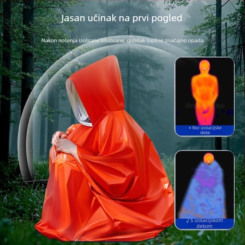 Vanjska hitna termo deka za preživljavanje na otvorenom — prva pomoć, jednokratno pakiranje, poliester film premaz