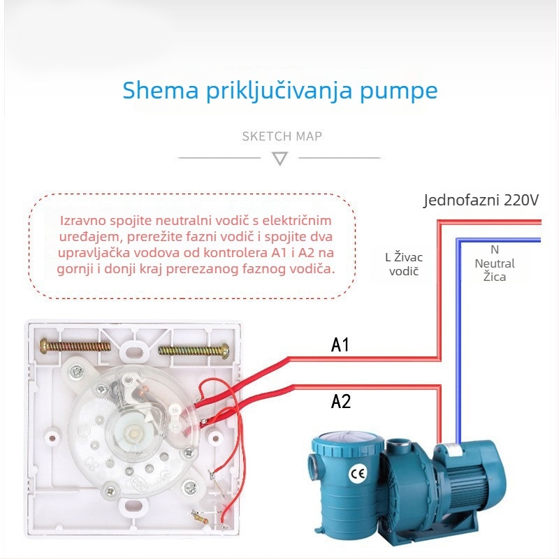 Mehanički 60-minutni tajmer prekidač za vodnu pumpu, 220V, montaža tipa 86
