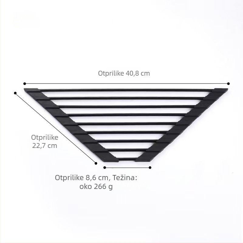 Sklopivi silikon trokutasti odvodni stalak za kuhinju (Materijal: silikon; Oblik: trokut; Funkcija: odvodni stalak za posuđe; Sklopiv)