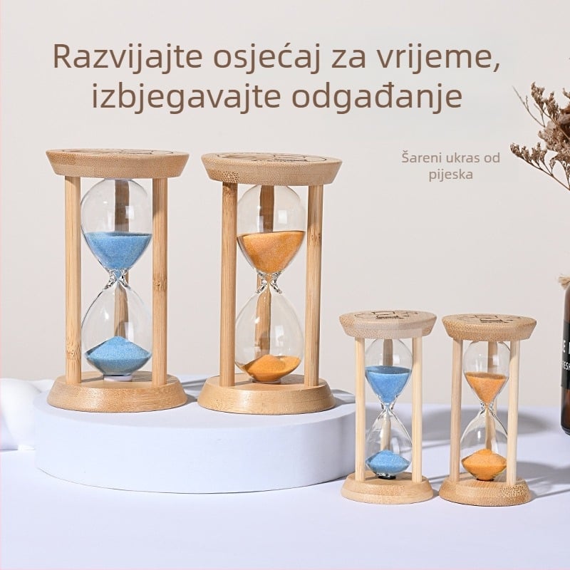 Svijetla klepsidra za djecu, otporna na padove, fuzirano borosilikatno staklo, 3/5/10/30 minuta, ukras s tekućim pijeskom