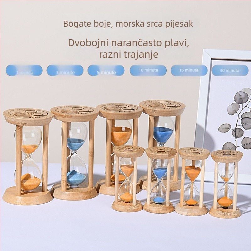 Svijetla klepsidra za djecu, otporna na padove, fuzirano borosilikatno staklo, 3/5/10/30 minuta, ukras s tekućim pijeskom